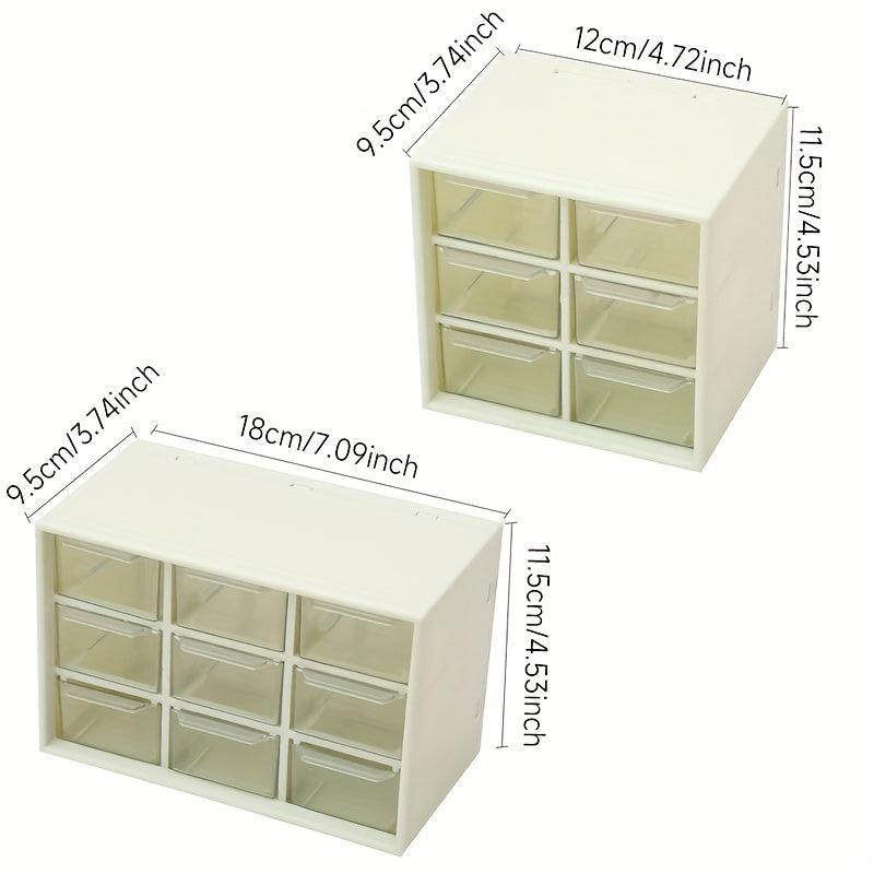 Mini Desktop Storage Cabinet with Divided Grid and Drawer