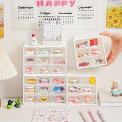 Mini Desktop Storage Cabinet with Divided Grid and Drawer