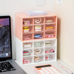 Mini Desktop Storage Cabinet with Divided Grid and Drawer