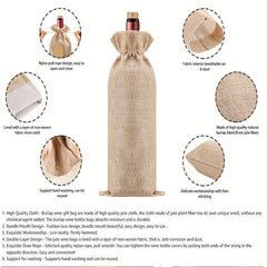 12pcs Jute Red Wine Bag Gift Bag Wine Bottle Bags With Drawstrings