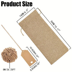 12pcs Jute Red Wine Bag Gift Bag Wine Bottle Bags With Drawstrings