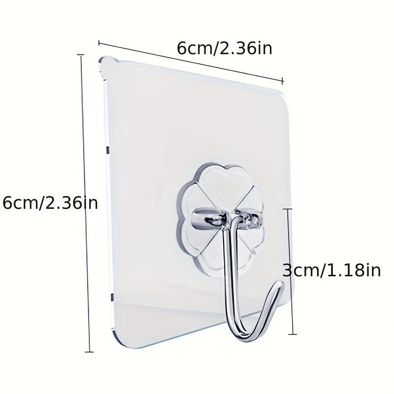 10pcs Transparent Sticky Wall Hook Clear Sticker Stainless Steel Strong Adhesive