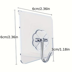 10pcs Transparent Sticky Wall Hook Clear Sticker Stainless Steel Strong Adhesive