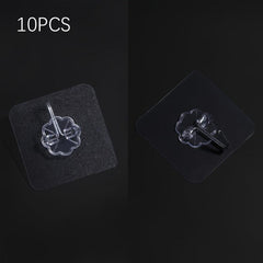 10pcs Transparent Sticky Wall Hook Clear Sticker Stainless Steel Strong Adhesive