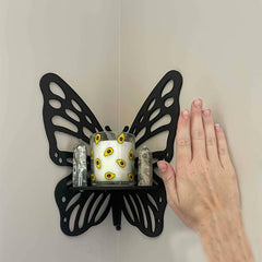 Wooden Butterfly Shaped Crystal Display Shelf Wall Mounted Storage Rack