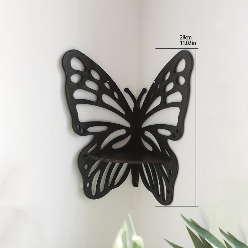 Wooden Butterfly Shaped Crystal Display Shelf Wall Mounted Storage Rack