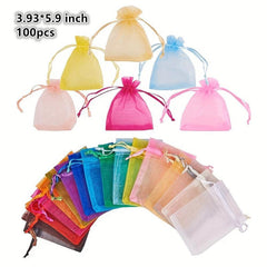 100pcs Mini Organza Pouch with Drawstring for Jewelry and Party Favors