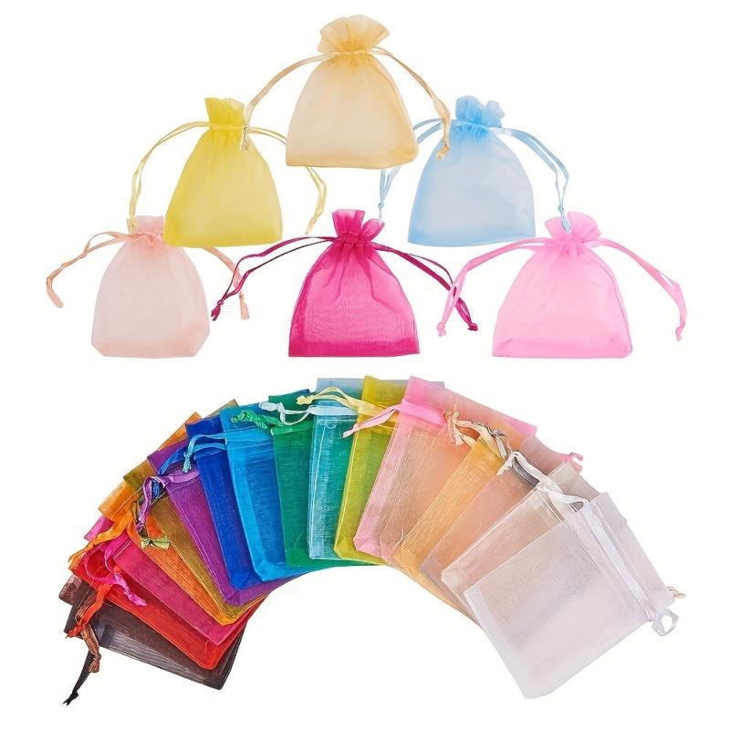 100pcs Mini Organza Pouch with Drawstring for Jewelry and Party Favors