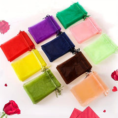 100pcs Mini Organza Pouch with Drawstring for Jewelry and Party Favors