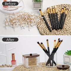 Swabs Holder Bathroom Container With Wood Lids Dispenser Apothecary Organiz