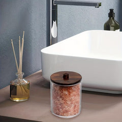 Swabs Holder Bathroom Container With Wood Lids Dispenser Apothecary Organiz