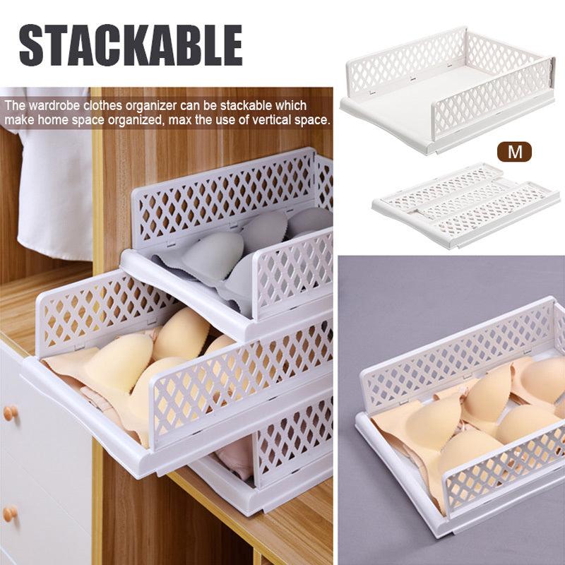 Folding Closet Organizer Storage Box Plastic Stackable Storage Basket