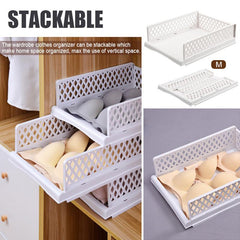 Folding Closet Organizer Storage Box Plastic Stackable Storage Basket