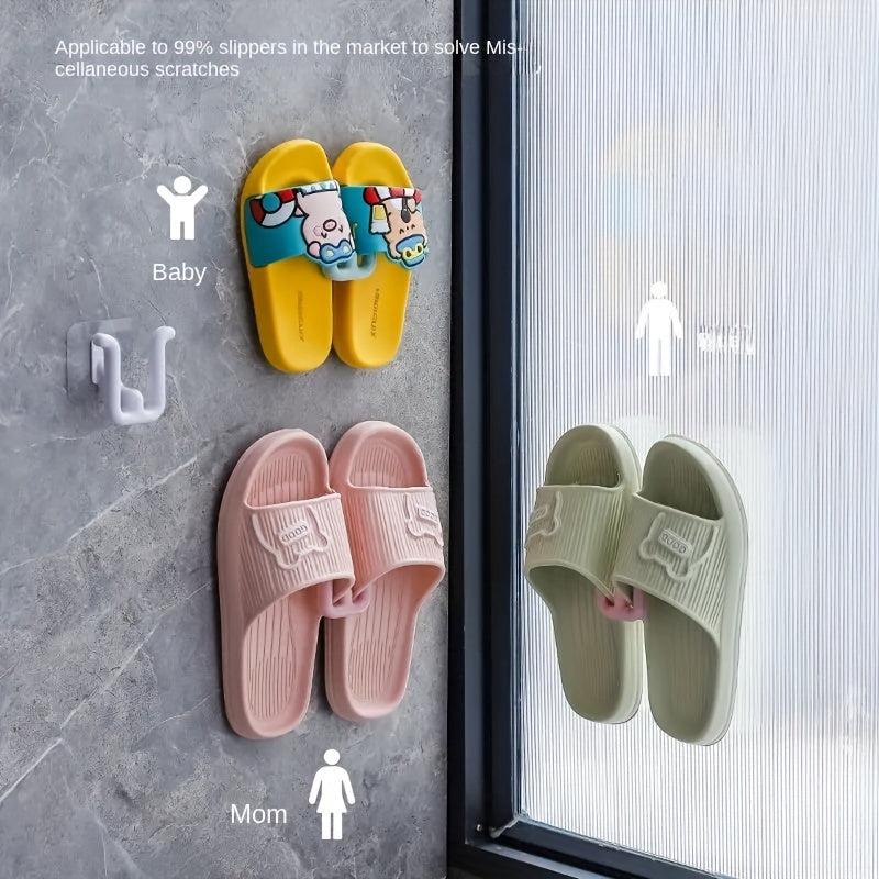 Wall Mounted Slipper Rack Adhesive Holder for Bathroom Living Room