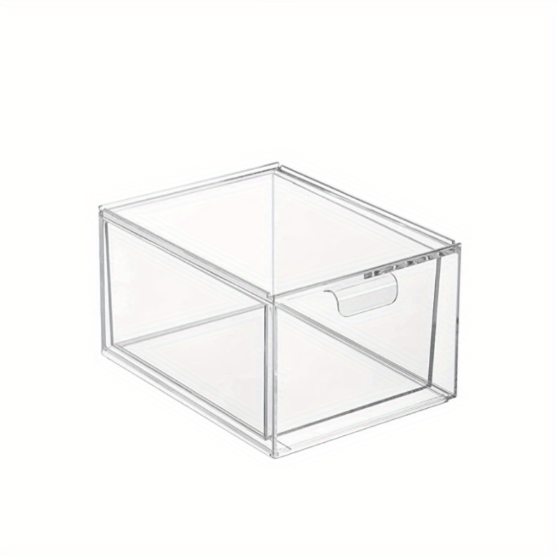 Clear Plastic Stackable Closet Storage Organizer with Pull Out Drawer