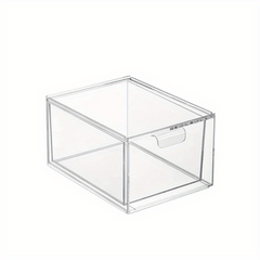 Clear Plastic Stackable Closet Storage Organizer with Pull Out Drawer