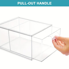 Clear Plastic Stackable Closet Storage Organizer with Pull Out Drawer