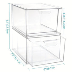 Clear Plastic Stackable Closet Storage Organizer with Pull Out Drawer