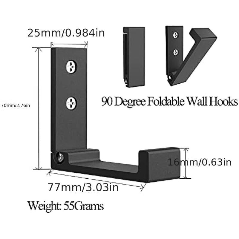 4pcs Foldable Wall Mounted Coat Hooks Heavy Duty Aluminum Alloy Hooks