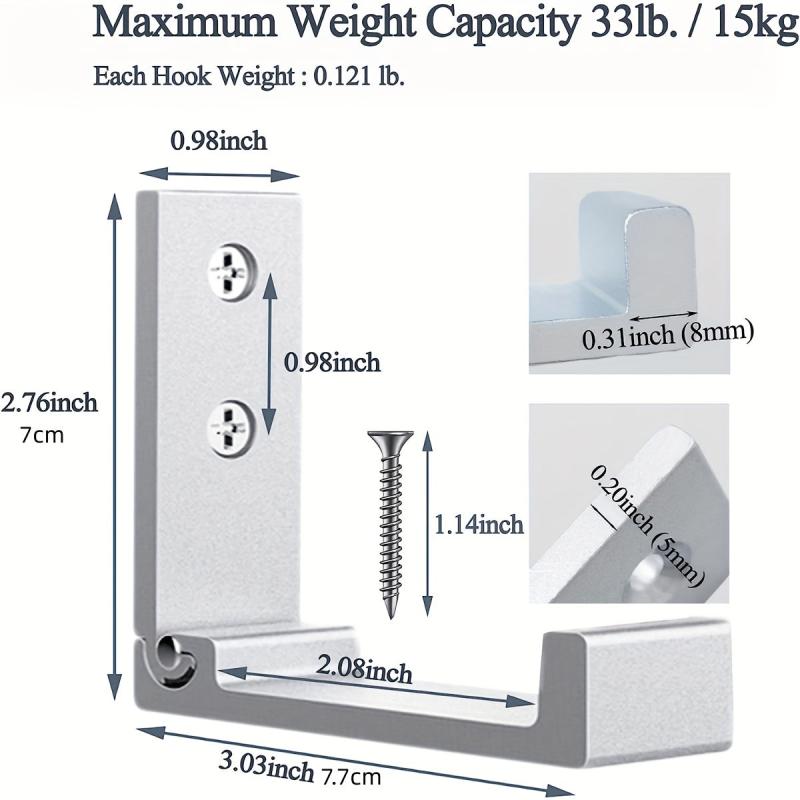 4pcs Foldable Wall Mounted Coat Hooks Heavy Duty Aluminum Alloy Hooks