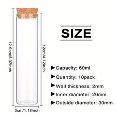 10pcs Glass Test Tube With Wooden Stopper for Experiments