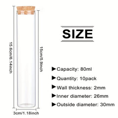 10pcs Glass Test Tube With Wooden Stopper for Experiments