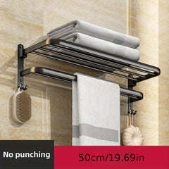 Space Aluminum Towel Rack Wall Mounted Towel Storage Shelf