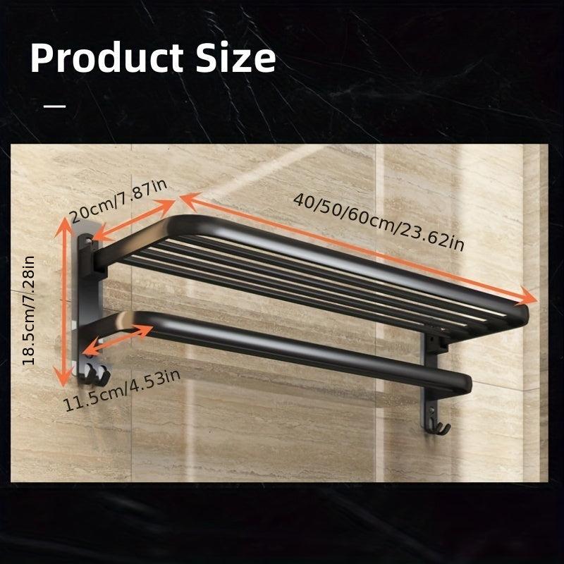 Space Aluminum Towel Rack Wall Mounted Towel Storage Shelf
