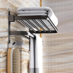 Space Aluminum Towel Rack Wall Mounted Towel Storage Shelf