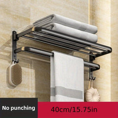 Space Aluminum Towel Rack Wall Mounted Towel Storage Shelf
