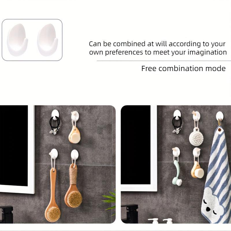 5pcs Self Adhesive Oval Wall Hook for Kitchen Bathroom Bedroom L