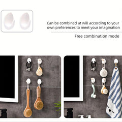 5pcs Self Adhesive Oval Wall Hook for Kitchen Bathroom Bedroom L