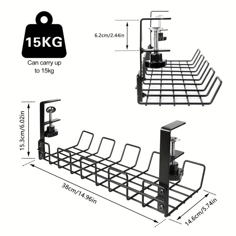 Under Desk Wire Management Tray Keep Workspace Clutter Free