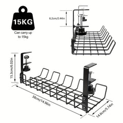 Under Desk Wire Management Tray Keep Workspace Clutter Free