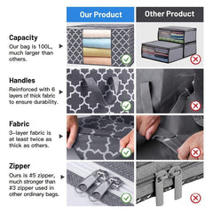3-Pack 85L Storage Bags Large Blanket Clothes Organizer