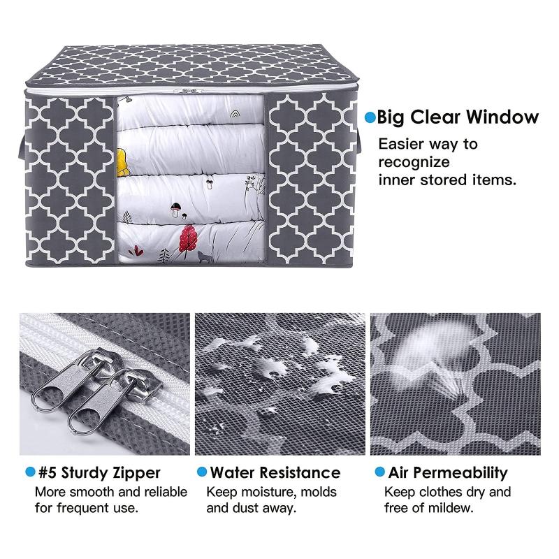 3-Pack 85L Storage Bags Large Blanket Clothes Organizer