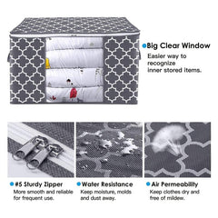 3-Pack 85L Storage Bags Large Blanket Clothes Organizer