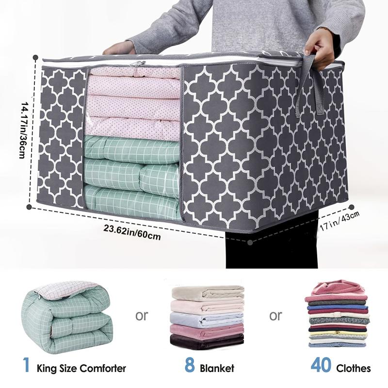 3-Pack 85L Storage Bags Large Blanket Clothes Organizer