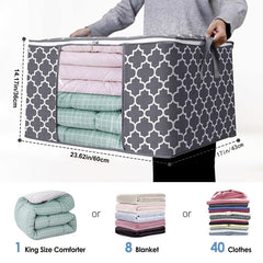 3-Pack 85L Storage Bags Large Blanket Clothes Organizer