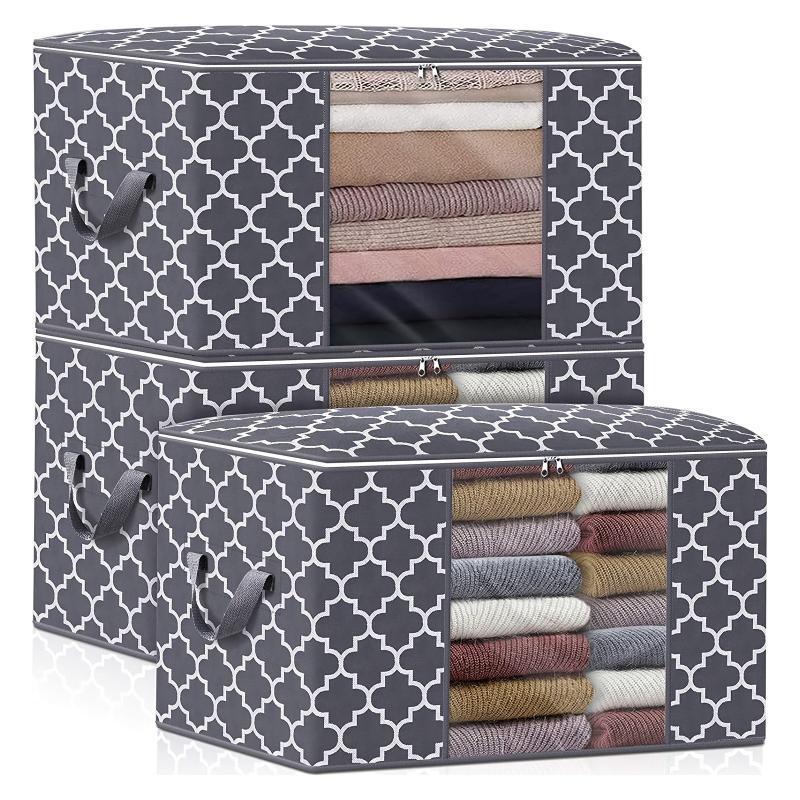 3-Pack 85L Storage Bags Large Blanket Clothes Organizer
