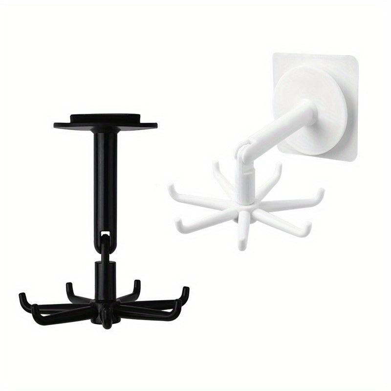 360 Rotating 6-Claw Hook Sticky Wall Hook Punch Wall Mounted Hanging Storage