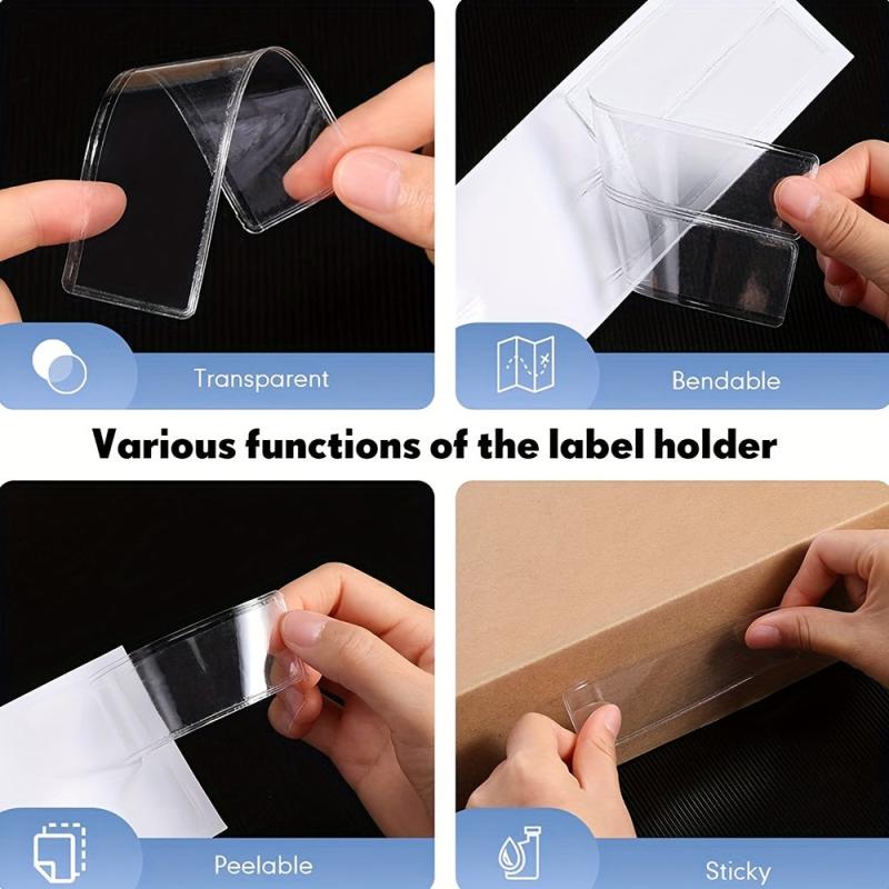 40pcs Adhesive Label Pockets Clear Tag for Bookshelf Library