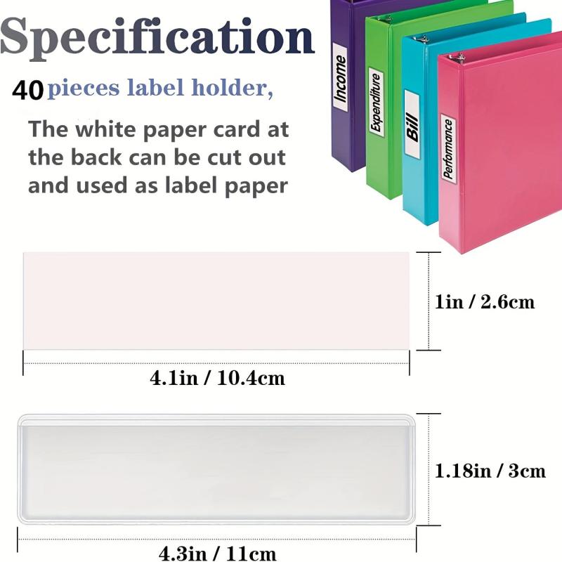 40pcs Adhesive Label Pockets Clear Tag for Bookshelf Library