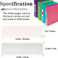 40pcs Adhesive Label Pockets Clear Tag for Bookshelf Library