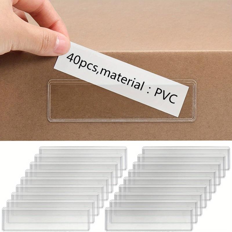 40pcs Adhesive Label Pockets Clear Tag for Bookshelf Library