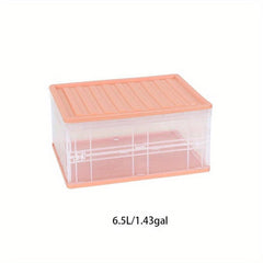 1pc Plastic Storage Box Folding Storage Bin Household Utility Organizer Case