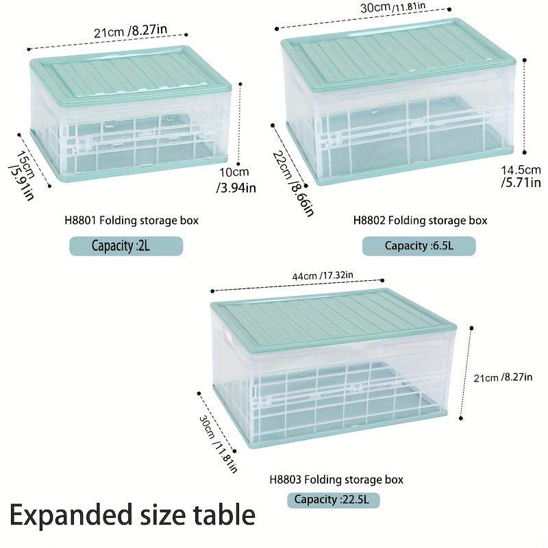 1pc Plastic Storage Box Folding Storage Bin Household Utility Organizer Case