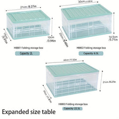 1pc Plastic Storage Box Folding Storage Bin Household Utility Organizer Case