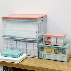 1pc Plastic Storage Box Folding Storage Bin Household Utility Organizer Case
