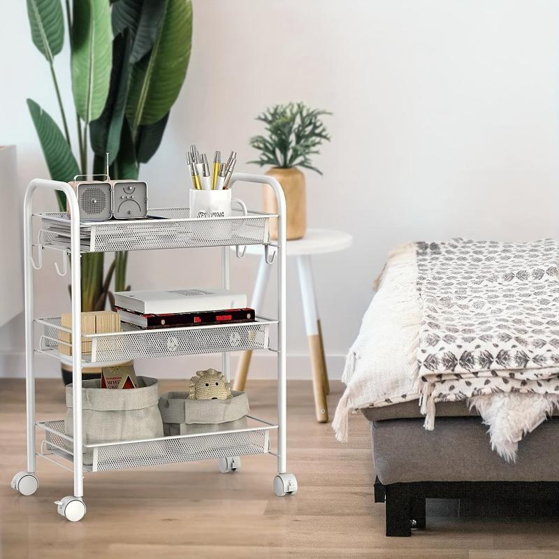 1pc Small Cart Movable Storage Rack Floor standing Fruit And Vegetable Basket